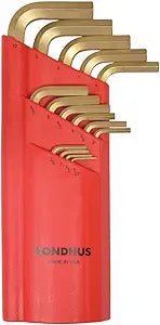 Bondhus 38095 Set of 15 Balldriver L-wrenches with GoldGuard Finish, Extra Long Length, sizes 1.27-10mm