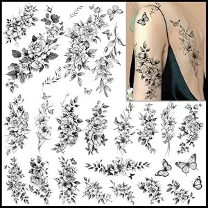 CHARLENT Realistic Flower Temporary Tattoos for Women