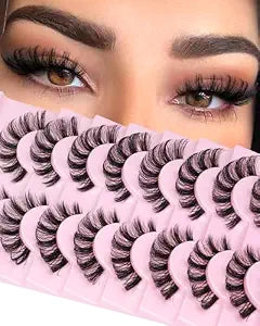 False Eyelashes that Look Like Extensions 16mm Lashes Strips with Clear Band Faux Mink Eyelashes Natural Look Fake Lashes Russian Strip Lashes for Clean Girl Makeup Strip 7 Pairs by Focipeysa