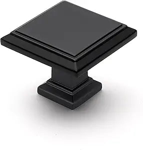 Ravinte 30 Pack 1-3/16 Inch Matte Black Kitchen Square Cabinet Knobs Solid Drawer Pulls Black Single Hole Kitchen Cabinet Hardware Knobs for Cabinets and Drawers