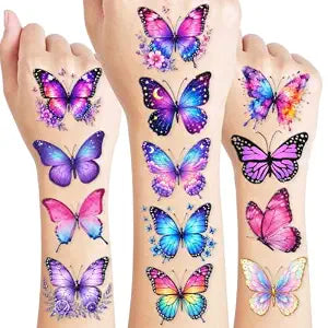 60 PCS Butterfly Temporary Tattoos Pre-Cut for Kids & Women