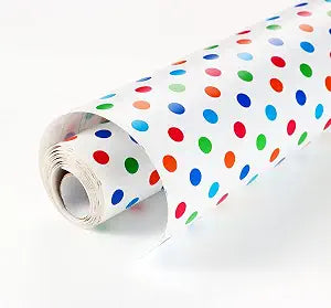 17.7x117 Inches Self Adhesive Colorful Rainbow Polka Dot Contact Paper Shelf Liner for Cabinets Table Dresser Drawer Furniture Decor Peel and Stick Polka Dot Wall Paper Sticker