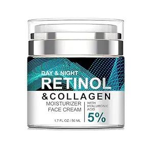 Retinol Collagen Cream for Face with 5% Hyaluronic Acid Anti-Aging Cream Anti-Wrinkle Reduce Fine Lines Lifting and Firming 24-Hour Facial Care Suitable For All Skin Types