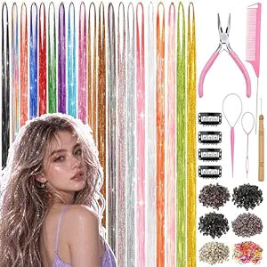 Hair Tinsel Kit 20 Colors Glitter Tinsel Hair Extensions for Women Girls
