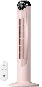 Antarctic Star T36 Tower Fan-36 Inch, Bladeless Oscillating Fan with Remote, 6 Speeds & 4 Modes, LED Display, 9H Timer, Quiet Floor Standing Fan for Bedroom Living Room Office, Pink