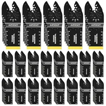 AIFICUT 100pcs Oscillating Saw Blades Universal Wood Multitool Blades Quick Release Oscillating Tool Blades Kits Fit Porter Cable Black & Decker Rockwell Ridgid Ryobi Milwaukee Chicago Craftsman