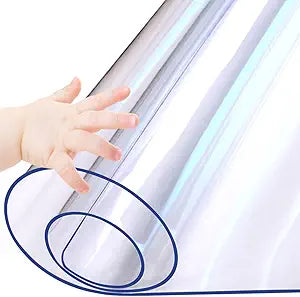 New Version 30 x 48 Inch Plastic Tablecloth Clear Table Protector Wooden Furniture Wood Dining Coffee End Side Table Wipeable Cloth Protective Cover Protector PVC Vinyl Mat Tabletop Protection Pad