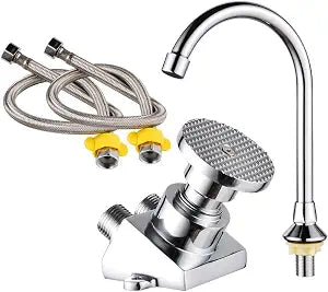 Foot Pedal Faucet, Hands Free Foot Pedal Sink Faucet, Single Cold, 2 Hoses