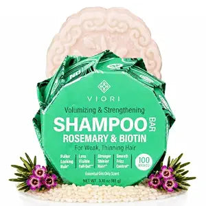 Viori Rosemary Biotin Shampoo Bar - For Thinning Hair, Rice Water