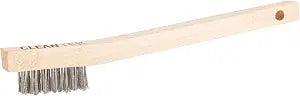 Restaurantware-Clean Tek Professional 7.87 Inch Oven Brush, 1 Heavy-Duty Pizza Stone Brush - Stainless Steel Bristles, Curved Handle, Wood, Scrapes Baked-On Grease, for Bakery Oven