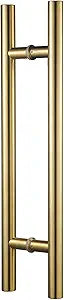 TOGU TG-6012 12 inches Solid Standoffs Heavy-Duty Commercial Grade-304 Stainless Steel Push Pull Door Handle/Barn Door Pull Handle/Glass Pulls, Satin Gold Finish