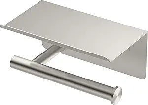 Gatco 1420SN Latitude II Toilet Paper Holder with Mobile Shelf, Wall Mounted Phone Shelf Tissue Holder, Satin Nickel