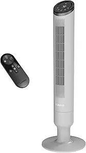 Lasko Apex 42Γ Tower Fan for Home, 29 ft/s Airflow, Quiet 29dBA, 90┬░ Oscillation, Standing Fan for Bedroom, 12 Hour Timer, 6-Speeds, Air Filter for Hair & Dust, Child Lock, Remote, Gray, RST215