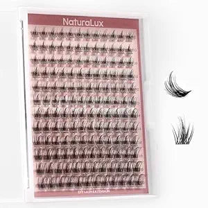 NATURALUX Hybrid Doll Wispy Mixed Lash NL04; 10mm, 12mm, 14mm, 16mm; 144 Total Count; False Eyelash Clusters, Individual Lashes, Lash Extensions, Lash Clusters, D Curl