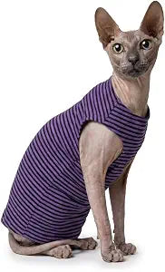 Cat wear Tank Purple - Black Stripes (XS)