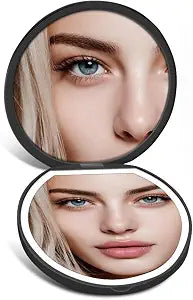 Magnifying Mirror, Rechargeable Compact Makeup Mirror with Light 40X Black