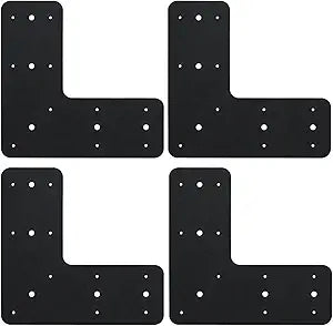 4 Pack 13.2''x5'' L Shape Flat Mending Plate, Heavy Duty L Brackets with Holes, Flat Metal Plate with Powder Coated, Post to Beam, Farming Pergolas, Truss Brackets for Wood 6x6 Lumber