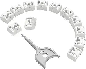 12 Pcs RJ45 Port Lock with 1 Keys, Locking RJ45 Port/Dust Blocker,Compatible with Computer,TV,Router,Other Devices White