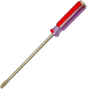 WEDO Screwdriver,Non-Sparking Slotted Screwdriver,Strike Cap Flat Head Screwdriver,Aluminum Bronze,Length 305mm(12"),Tip 8mm,Ergonomic Handle,Die-forge,BAM Certificate