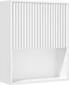Over the Toilet Storage Cabinet, Fluted Bathroom Wall Cabinet, 23.6"Wx8.9"Dx28.7"H Bathroom Storage Cabinet with Adjustable Shelf, Wall Mounted Floating Organizer for Bathroom Kitchen Laundry, White