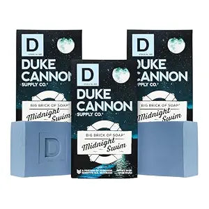 Duke Cannon Big Brick Soap Bar for Men, Midnight Swim, 10 oz 3 Pack