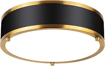 Edwarmlux 12.5 Inch LED Flush Mount Light Fixture, 26W, Modern Ceiling Light, 3 Color Adjustable 3000K/4000K/5000K, Dimmable for Bedroom, Hallway, Bathroom, Kitchen (Black Gold)