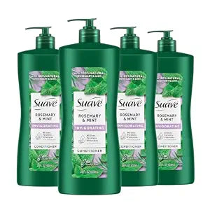 Suave Invigorating Conditioner with Rosemary & Mint, Deeply Conditions & Detangles for Soft, Healthy-Looking Hair, No Parabens, Phthalates, or Dyes, 4 Pack, 28 FL OZ EA