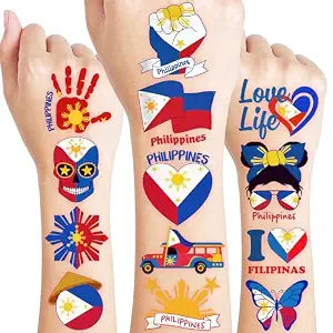 96 PCS Funny Filipino Philippines Pre-Cut Temporary Tattoos for Kids