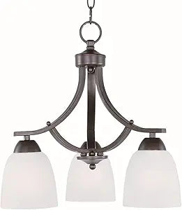 Maxim Lighting Axis 3-Light Chandelier | Oil Rubbed Bronze Finish | Frost Glass Shade | Transitional Dining Room Chandelier | 11223FTOI