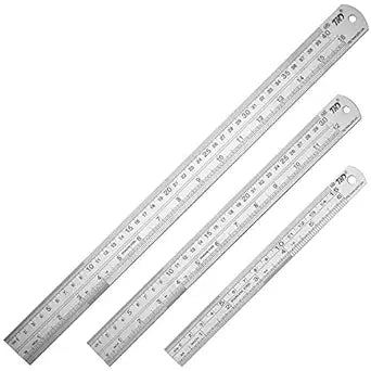 ZZTX Metal Ruler 6 Inch 12 Inch 16 Inch Stainless Steel 3 Pack