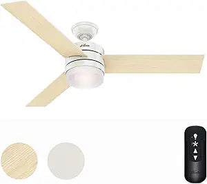 Hunter Fan 54 inch Contemporary Fresh White Indoor Ceiling Fan with Light Kit and Remote Control (Renewed)