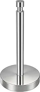YUMORE Paper Towel Holder Countertop, Paper Towel Holder with Weighted Base Non Slip, Standing Paper Towel Roll Holder for Kitchen Bathroom, Stainles Steel (Chrome)