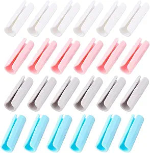 DICOSMETIC 24Pcs 4 Colors Cylinder Bed Sheet Grippers Holders 1.95x0.67 Inch Plastic Bed Clips Mattress Sheet Fixing Clip Keep Sheets Snug Fasteners Beds Sheets Clips for Hotel Home
