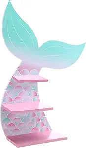 Bencailor Wall Decor Shelf Bedroom Hanging Shelf Wall Mounted Wooden Floating Bathroom Decor for Girls Bedroom Nursery Gift(Cute Mermaid)