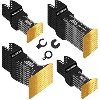 30 Pack Titanium Oscillating Tool Blades Metal Cutting, Professional Saw Blades for Soft Metal Nails Hard Material and Wood Plastic, Multi Tool Blades Kits Fit Dewalt Bosch Ryobi Milwaukee