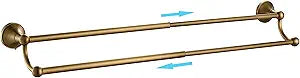 Leyden Antique Brass Towel Bar,Adjustable Towel Rack Holder Double Retro Bathroom Accessories Wall Mount Vintage