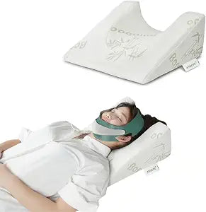 Back Sleeper Wedge Pillow for Facelift & Rhinoplasty Recovery Compact Structured Neck & Jaw Positioning Support with Bamboo Cover & Adjustable Support