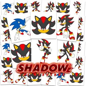 Shadow the Hedgehog Tattoos for Kids Party Favors Bundle - 72 Pc Tattoos