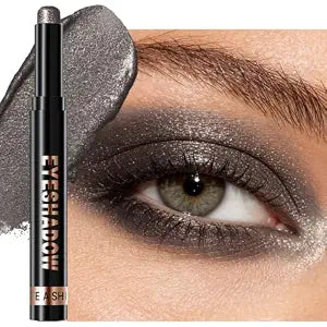 Eyeshadow Stick Cream-to-Powder Waterproof Eyeliner - Dark Grey-Black Eye Shadow for Older Women, High-Pigment, Long Wear, Buildable & Blendable, Crease-Proof Smoky Sombras para Ojos