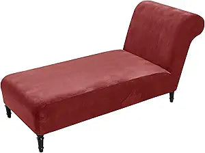 Velvet Chaise Lounge Cover Indoor Armless Chaise Slipcover Luxury High Stretch Ultra Soft Lounge Chair Covers Modern Machine Washable Chair Cover for Living Room Bedroom Furniture, Red