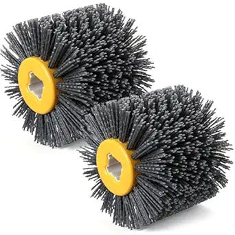 Therwen 2 Pack 60 Grit Abrasive Nylon Drawing Wheel,4.7" x 4" Surface Conditioning Tool Wheel Drum Burnishing Polishing Brush for Polishing Machines Wood Metal Rust Oxidation