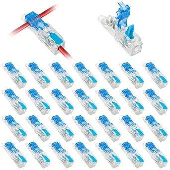 Linkstyle 30PCS Low Voltage T Tap Wire Connectors for 20-14 AWG, No Stripping Solderless Lever Lock Quick Connect Splice,1 in 1 Out Wire Connectors, for Landscape Lighting, LED Wiring