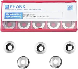 16mm Round Carbide Inserts Blades for Woodworking, Tungsten Carbide Cutters Knives for Ci0 Woodturning, Wood Finisher Hollower Lathe Tools, 10 pcs (R-16x3.0-30)