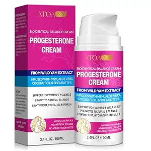 Progesterone Balance Cream for Women - Infused with MSM, Aloe Vera, Coconut Oil & Shea Butter | 3.4 fl oz, Gluten-Free, Non-GMO, Vegan-Friendly | Daily Skin Comfort & Balanced-Looking Skin Support
