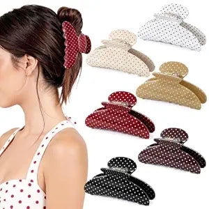 6Pcs Polka Dot Hair Clips for Women Non-Slip Strong Hold Claw Clips