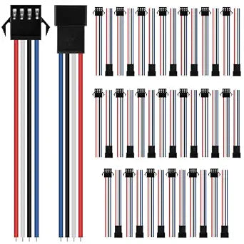 20 Pairs 22 AWG JST SM Plug 4 Pin 150mm Male to Female LED Wire Connector Adapter Electrical Cable