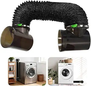 Dryer Vent Hose Connector Kit for Tight Spaces, 90 Elbow with 4-Inch 6.5FT PVC Hose, Transparent Black Upgrade, Tool-Free Installation