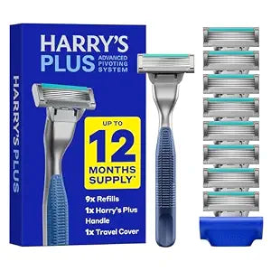 Harry's Plus Razor Value Pack - Premium Handle and 9 Razor Blade Cartridges