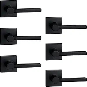 NEWBANG Single Sided Dummy Door Handle for Closet or Pantry, Non-Turning Matte Black Reversible Interior Push/Pull Lever, HD1601-DB-Dummy-6P