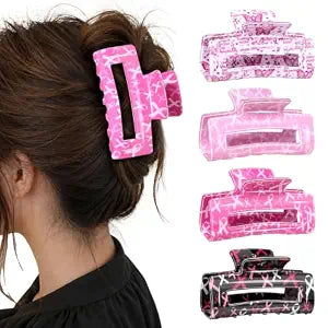 YARIEW Breast Cancer Awareness Hair Claw Clips for Women Pink Ribbon Clips